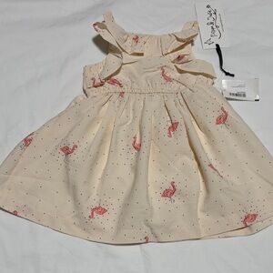 Pippa & Julie Cream Dress with Pink Flamingos